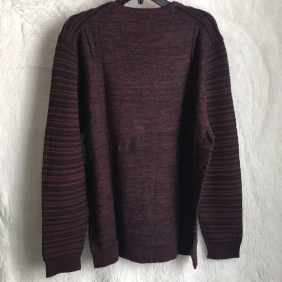 NWT Macy's Alfani Men's Sweater Port Red Ottoman Textured Crewneck - Picture 10 of 14